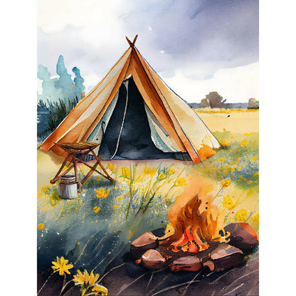 Camping - Full Round Drill Diamond Painting 30*40CM