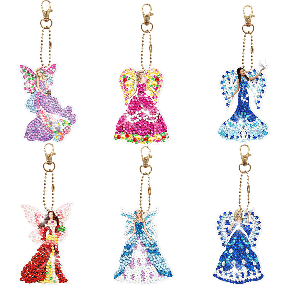 6pcs Diamond Painting Keychain DIY Diamond Art Keychains Rhinestone Pendant