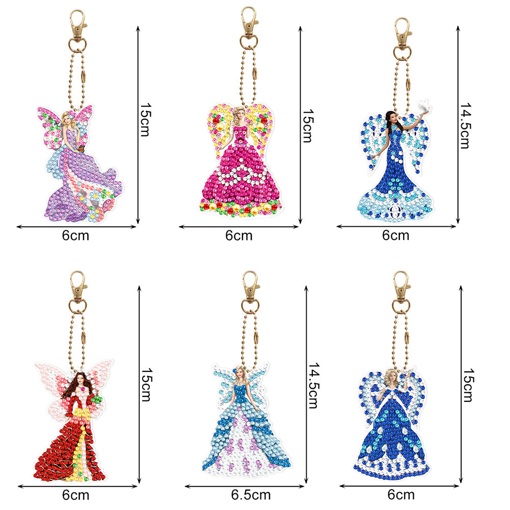 6pcs Diamond Painting Keychain DIY Diamond Art Keychains Rhinestone Pendant