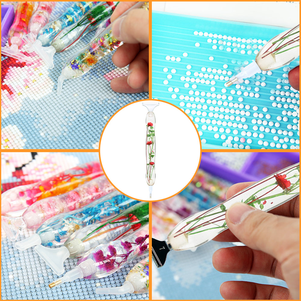 5D Resin Diamond Painting Pen Flower Point Drill Pen with Replacement Head