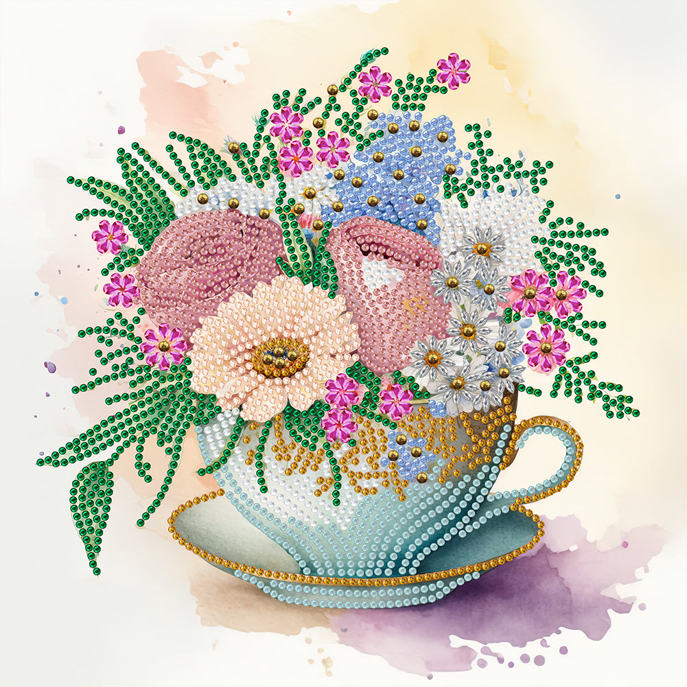 Exquisite Afternoon Tea Cup - Special Shaped Drill Diamond Painting 30*30CM