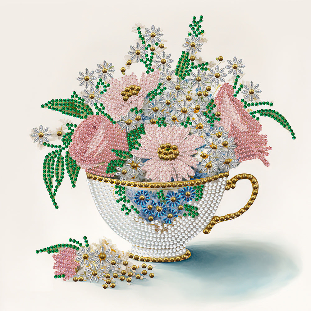 Exquisite Afternoon Tea Cup - Special Shaped Drill Diamond Painting 30*30CM