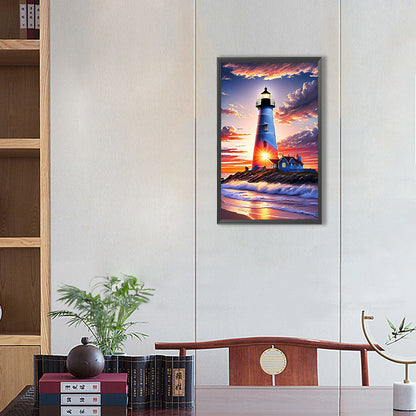 Cross Sea Lighthouse - Full Round Drill Diamond Painting 30*50CM