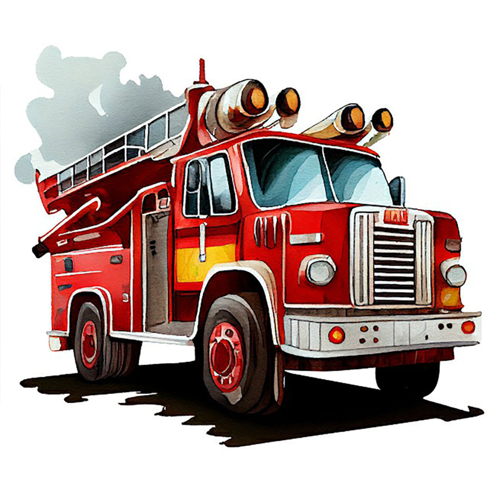 Fire Truck - Full Round Drill Diamond Painting 40*35CM