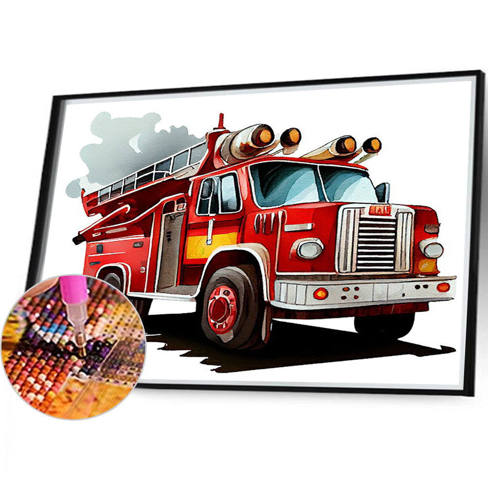 Fire Truck - Full Round Drill Diamond Painting 40*35CM