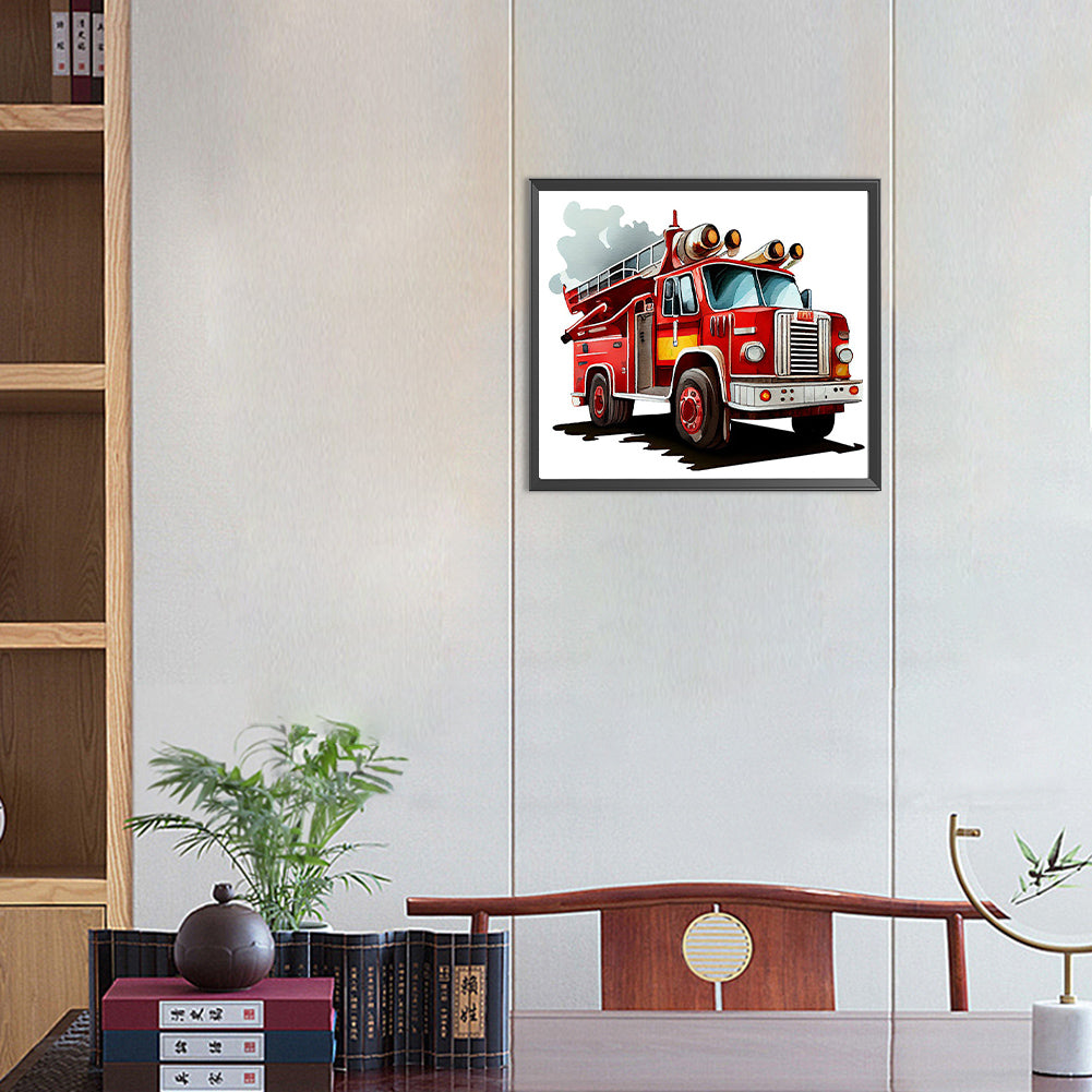 Fire Truck - Full Round Drill Diamond Painting 40*35CM