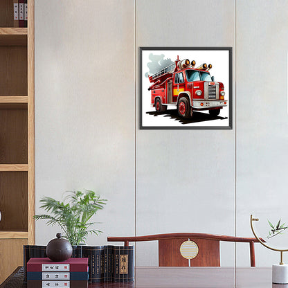 Fire Truck - Full Round Drill Diamond Painting 40*35CM