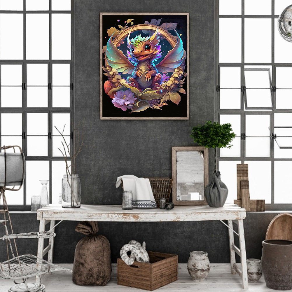 Little Dragon - Full Round Drill Diamond Painting 30*35CM