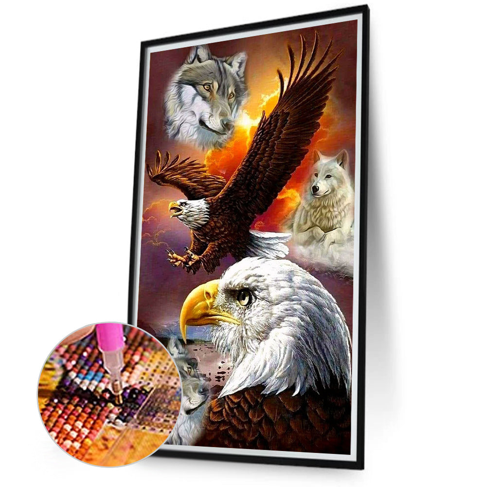 Eagle And Wolf - Full Round Drill Diamond Painting 40*70CM