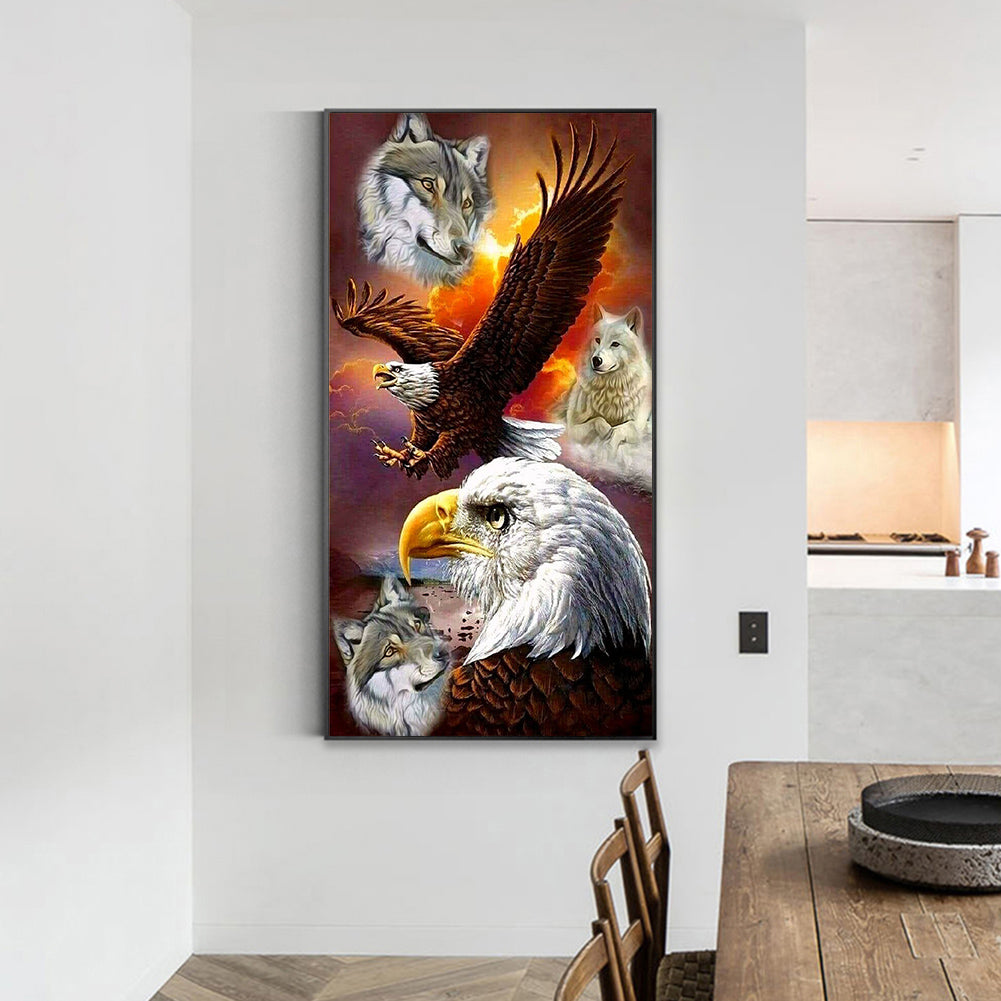 Eagle And Wolf - Full Round Drill Diamond Painting 40*70CM