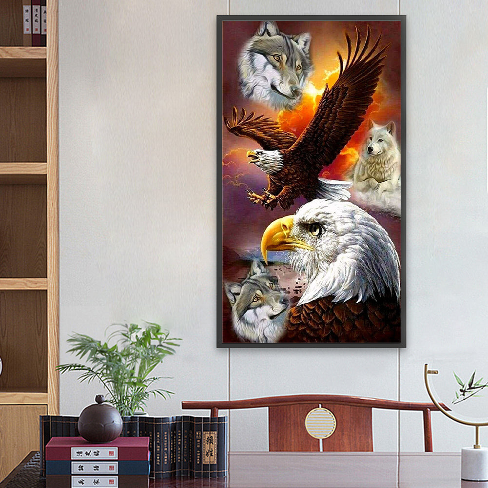 Eagle And Wolf - Full Round Drill Diamond Painting 40*70CM