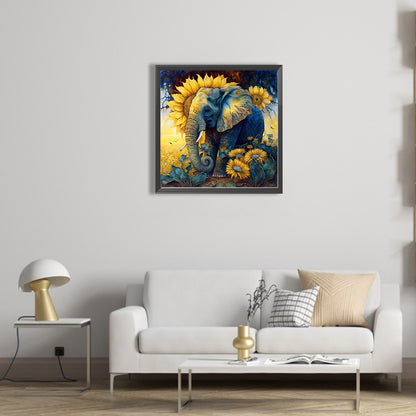 Elephant Among Sunflowers - Full Square Drill Diamond Painting 40*40CM