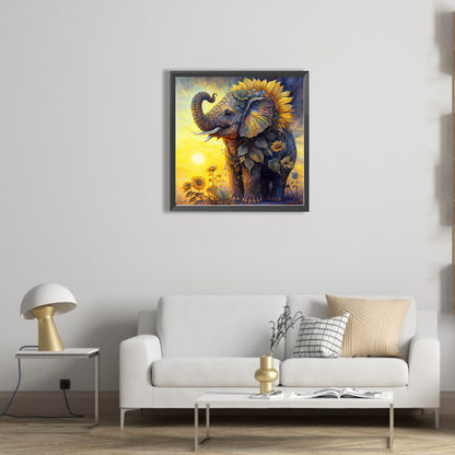 Elephant Among Sunflowers - Full Square Drill Diamond Painting 40*40CM