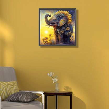 Elephant Among Sunflowers - Full Square Drill Diamond Painting 40*40CM