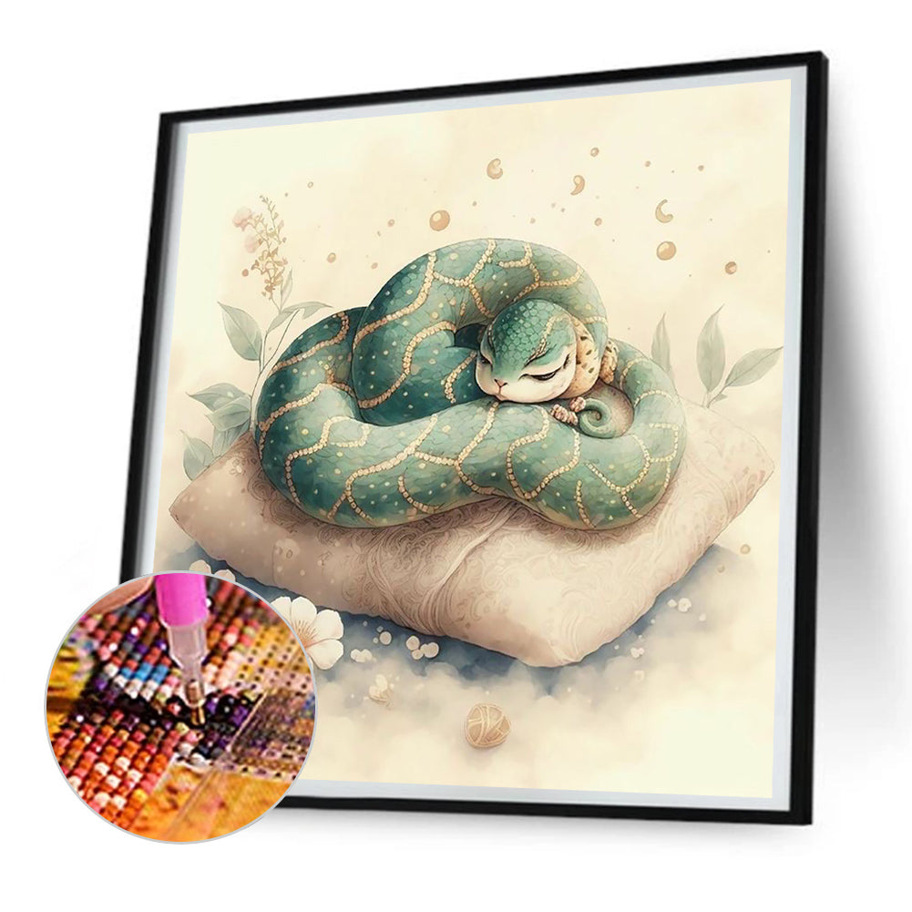 Green Snake - Full Round Drill Diamond Painting 30*30CM