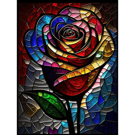 Blooming Rose Glass Painting - Full Round Drill Diamond Painting 30*40CM