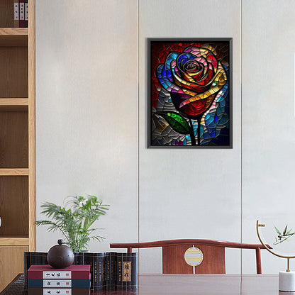 Blooming Rose Glass Painting - Full Round Drill Diamond Painting 30*40CM