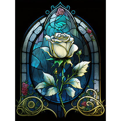 Blooming Rose Glass Painting - Full Round Drill Diamond Painting 30*40CM