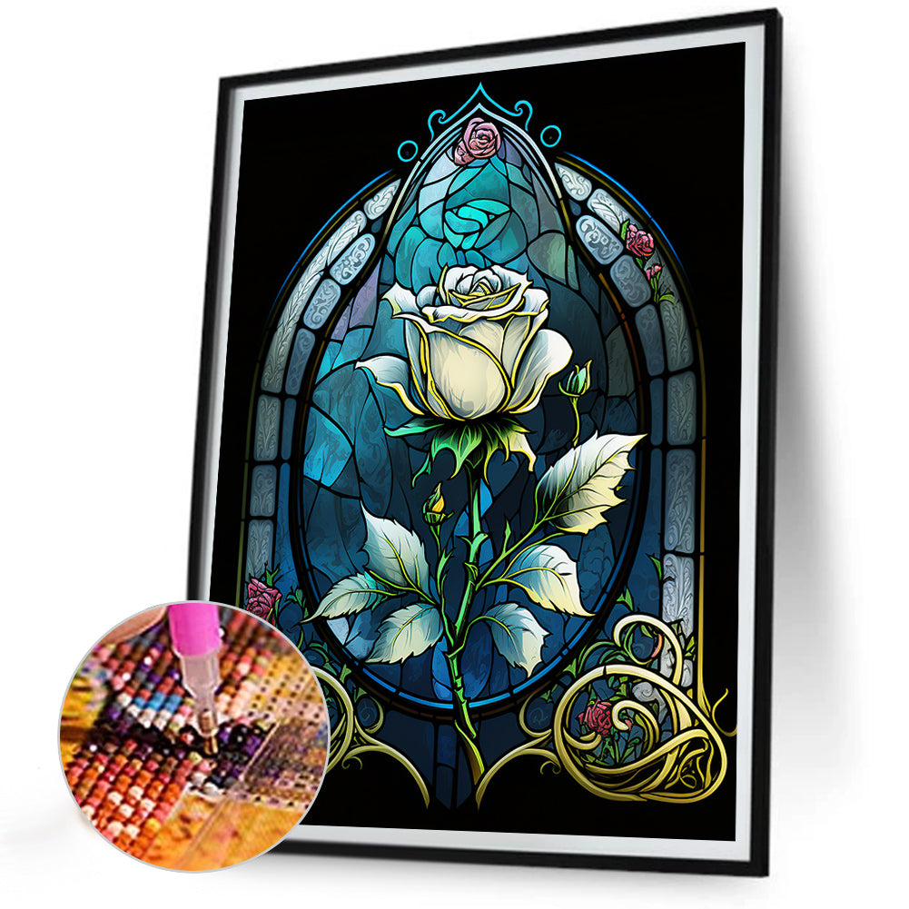 Blooming Rose Glass Painting - Full Round Drill Diamond Painting 30*40CM