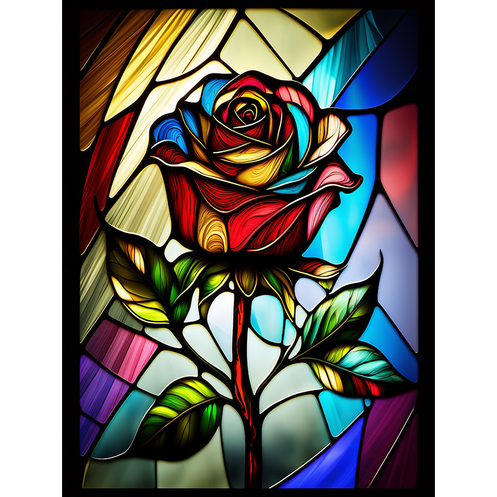 Blooming Rose Glass Painting - Full Round Drill Diamond Painting 30*40CM