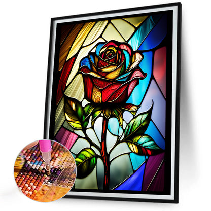 Blooming Rose Glass Painting - Full Round Drill Diamond Painting 30*40CM