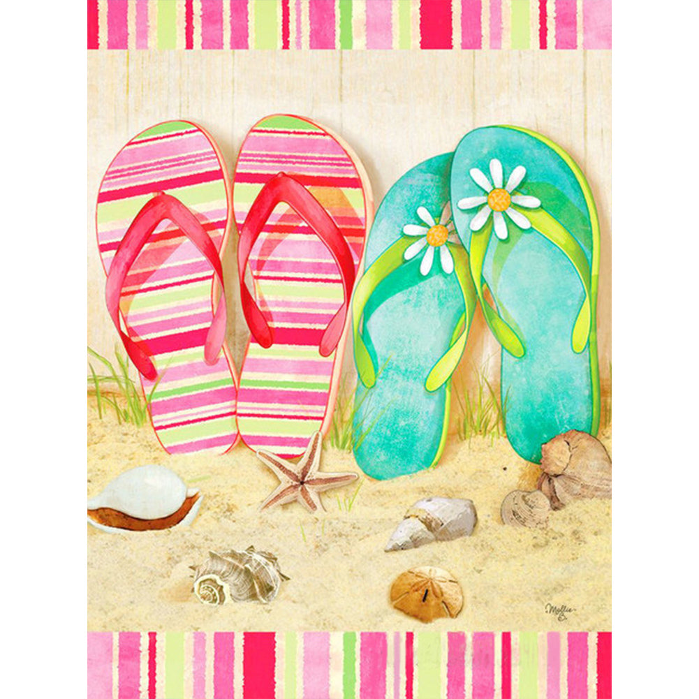 Beach Slippers - Full Round Drill Diamond Painting 30*40CM