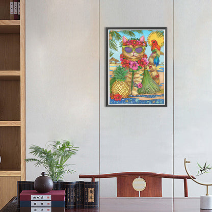 Holiday Cat - Full Round Drill Diamond Painting 30*40CM