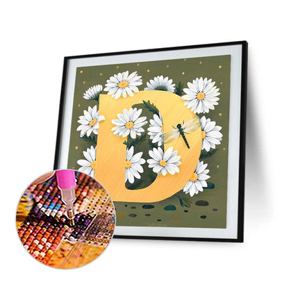 Flower Letter D - Full Square Drill Diamond Painting 40*40CM