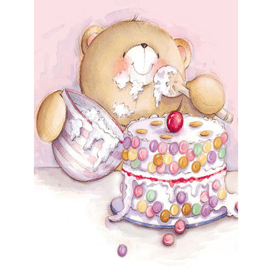 Bear Eating Cake - Full Round Drill Diamond Painting 30*40CM