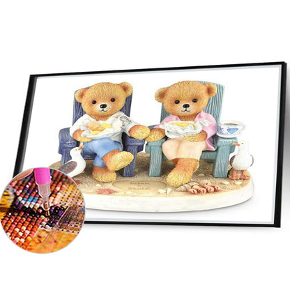 Afternoon Tea Bear - Full Round Drill Diamond Painting 40*30CM