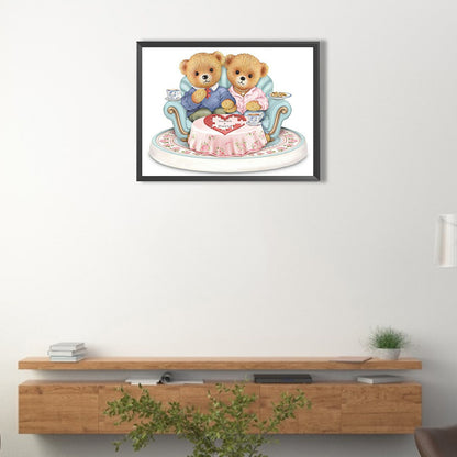 Afternoon Tea Bear - Full Round Drill Diamond Painting 40*30CM