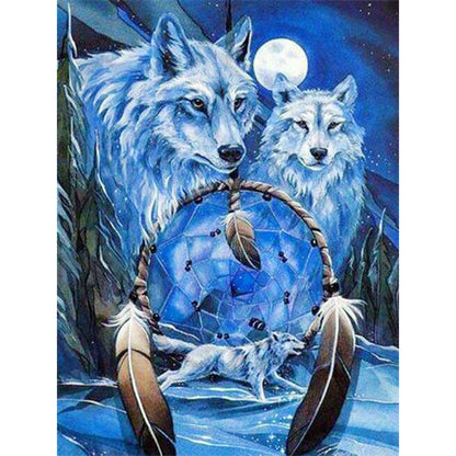Wolf Head Dream Catcher - Full Round Drill Diamond Painting 30*40CM