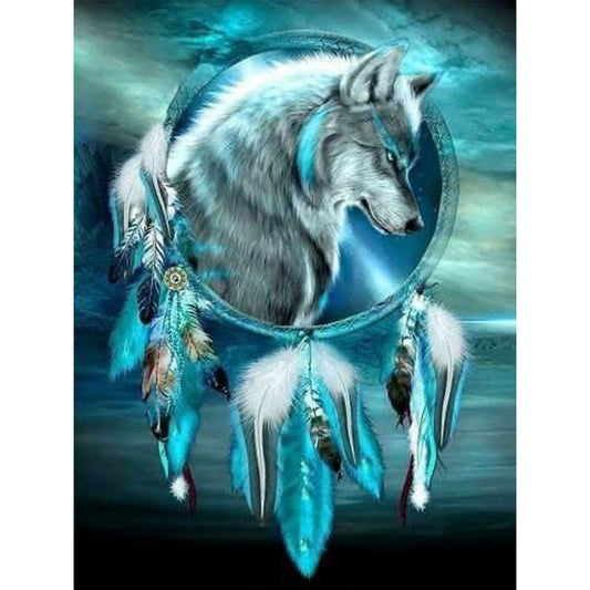 Wolf Head Dream Catcher - Full Round Drill Diamond Painting 30*40CM