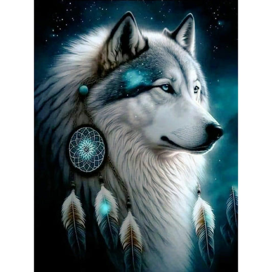 Wolf Head Dream Catcher - Full Round Drill Diamond Painting 30*40CM