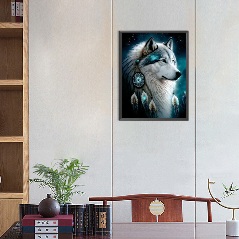 Wolf Head Dream Catcher - Full Round Drill Diamond Painting 30*40CM