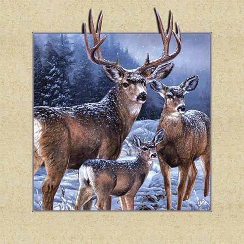 Picture Frame Elk - Full Square Drill Diamond Painting 35*35CM