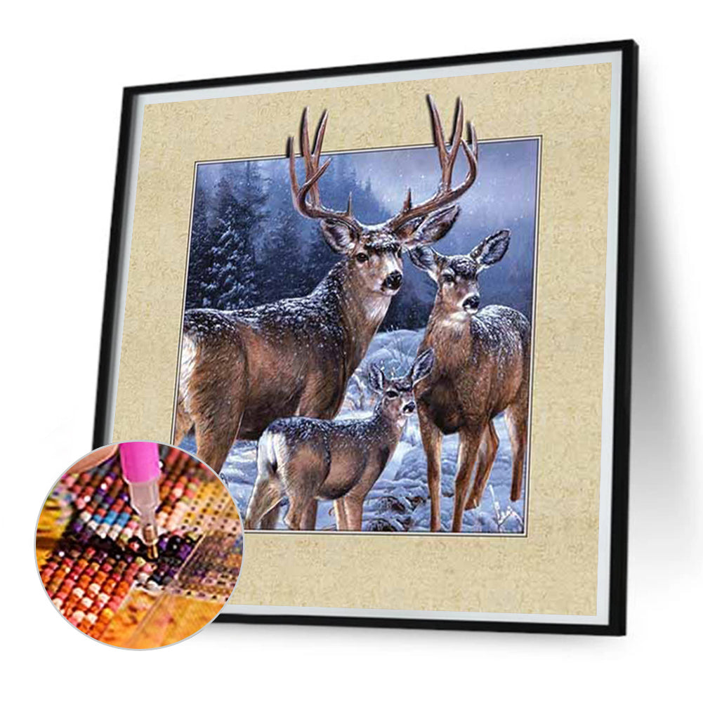 Picture Frame Elk - Full Square Drill Diamond Painting 35*35CM