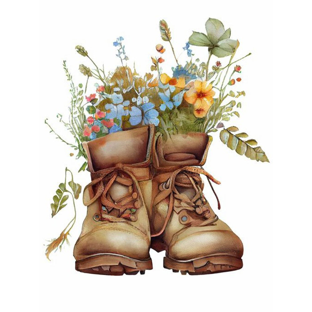 Floral Boots - Full Round Drill Diamond Painting 30*40CM