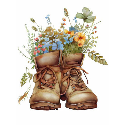 Floral Boots - Full Round Drill Diamond Painting 30*40CM