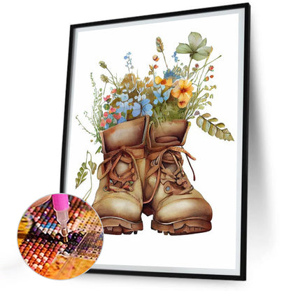 Floral Boots - Full Round Drill Diamond Painting 30*40CM