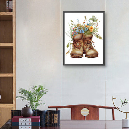 Floral Boots - Full Round Drill Diamond Painting 30*40CM