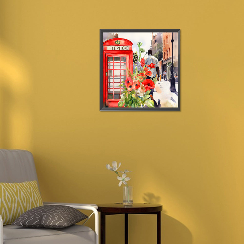 Telephone Booth - Full Round Drill Diamond Painting 30*30CM