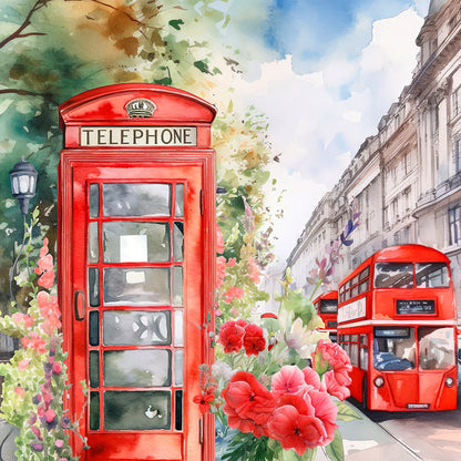 Telephone Booth - Full Round Drill Diamond Painting 30*30CM