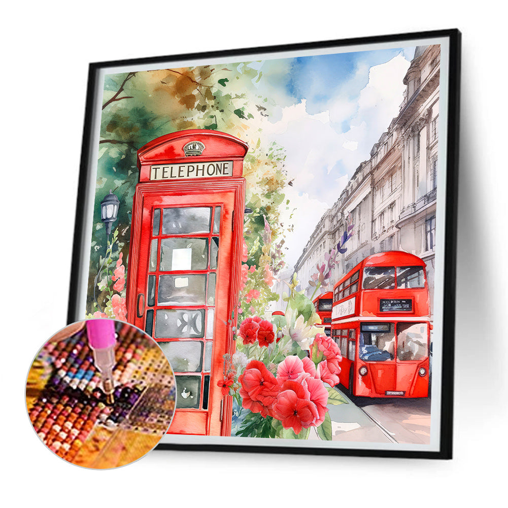 Telephone Booth - Full Round Drill Diamond Painting 30*30CM