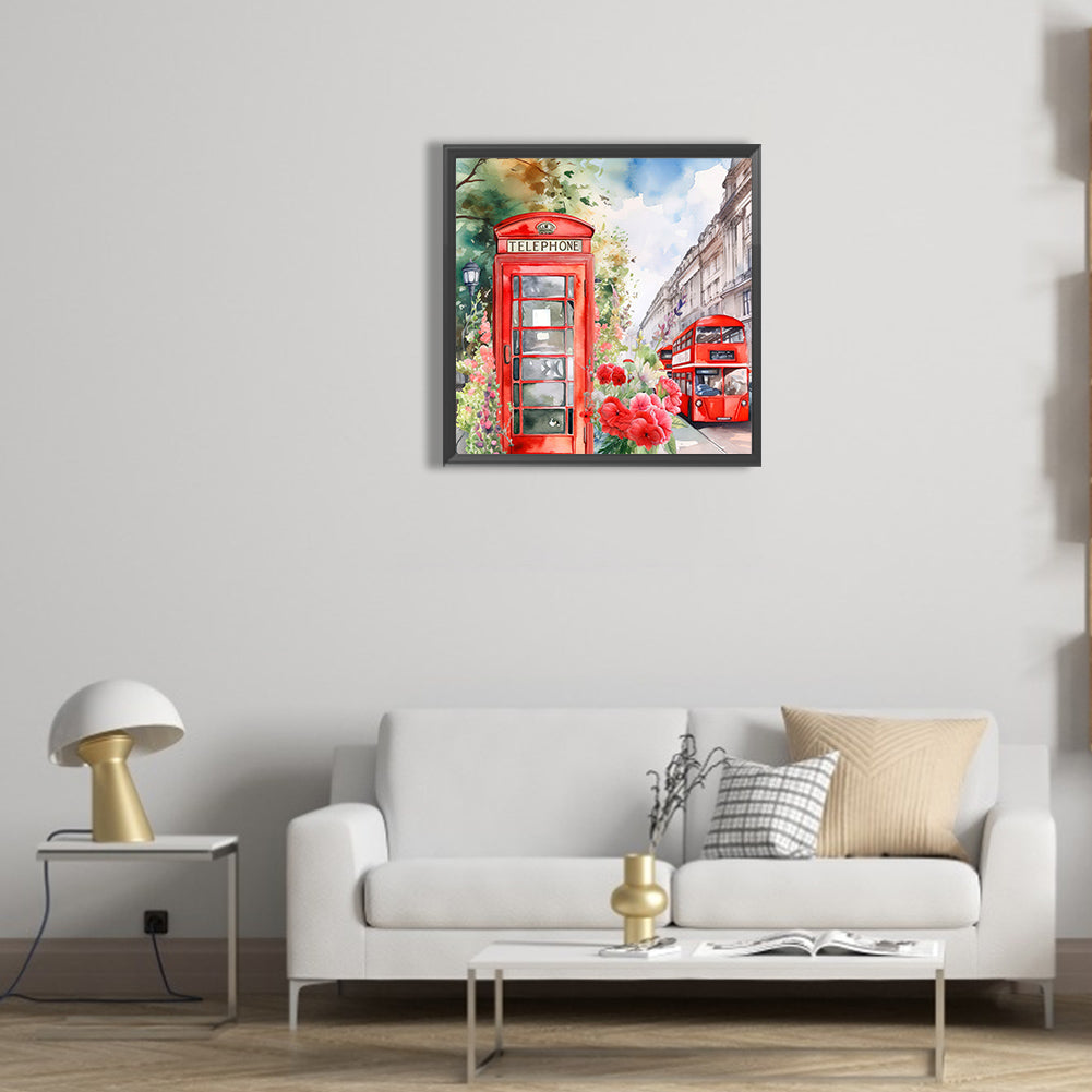 Telephone Booth - Full Round Drill Diamond Painting 30*30CM