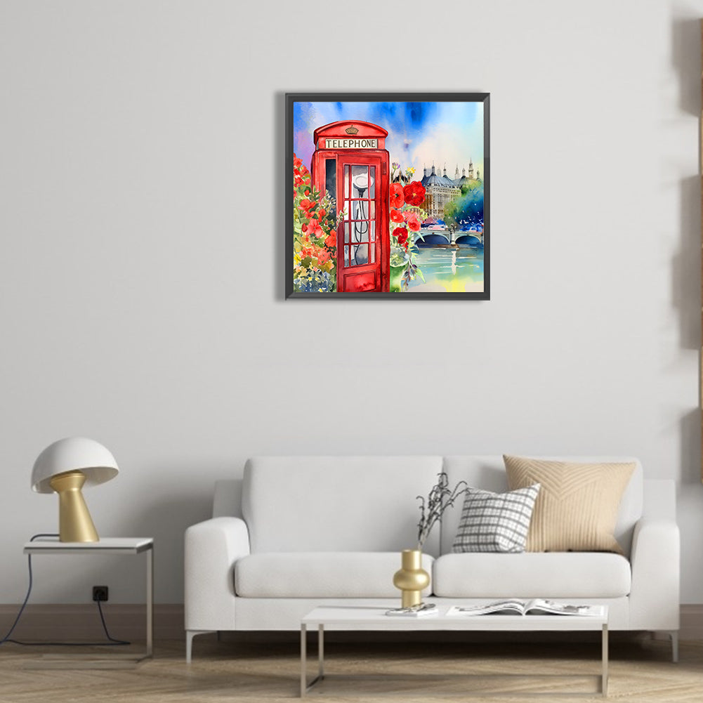 Telephone Booth - Full Round Drill Diamond Painting 30*30CM