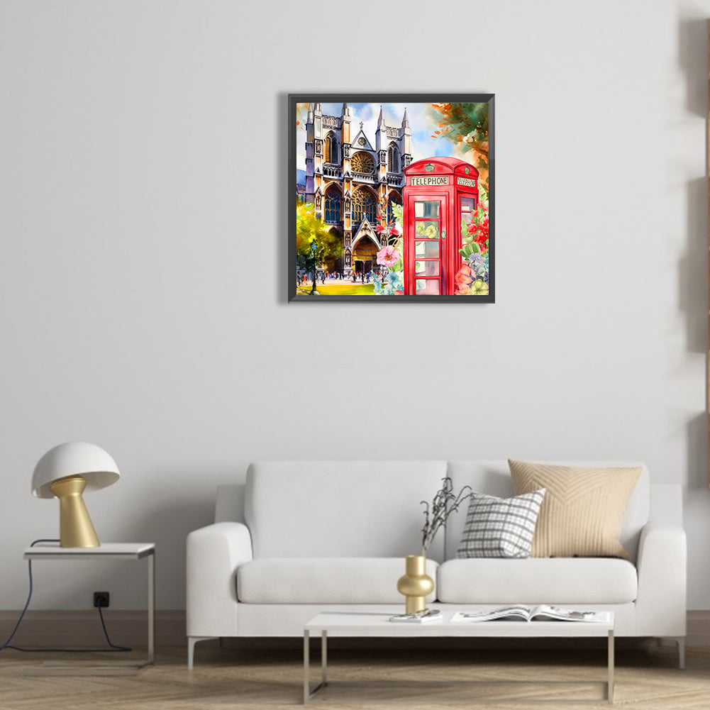 Telephone Booth - Full Round Drill Diamond Painting 30*30CM