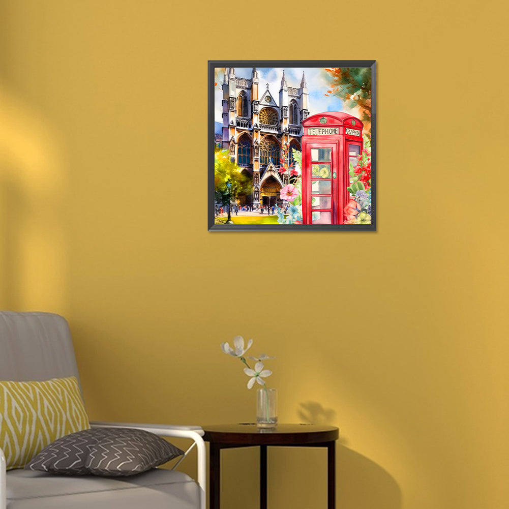 Telephone Booth - Full Round Drill Diamond Painting 30*30CM