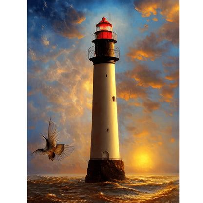 Seaside Lighthouse - Full Round Drill Diamond Painting 30*40CM