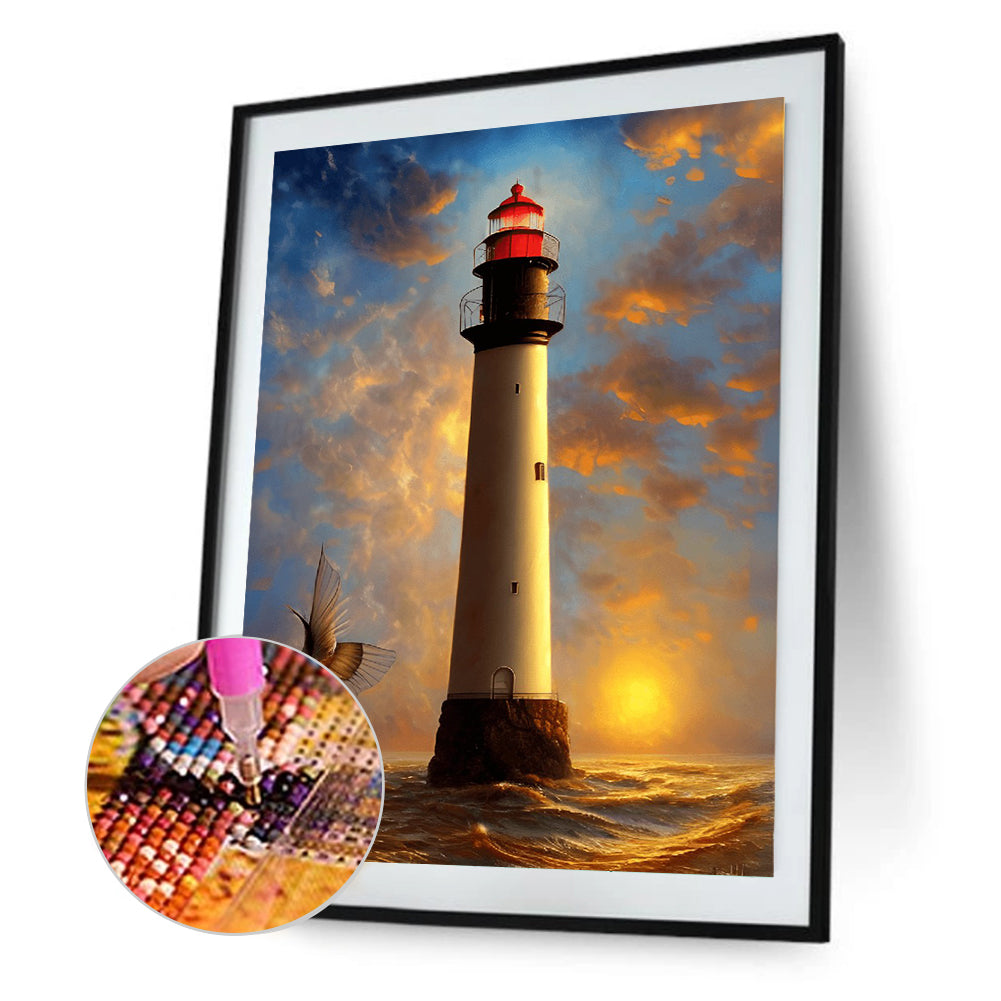 Seaside Lighthouse - Full Round Drill Diamond Painting 30*40CM